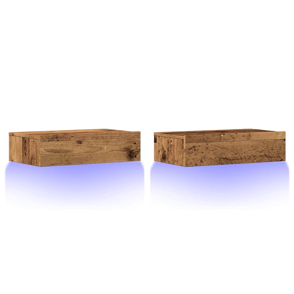 TV Cabinets with LED Lights 2 pcs Old Wood 60x35x15.5 cm - Bargainia.com - 