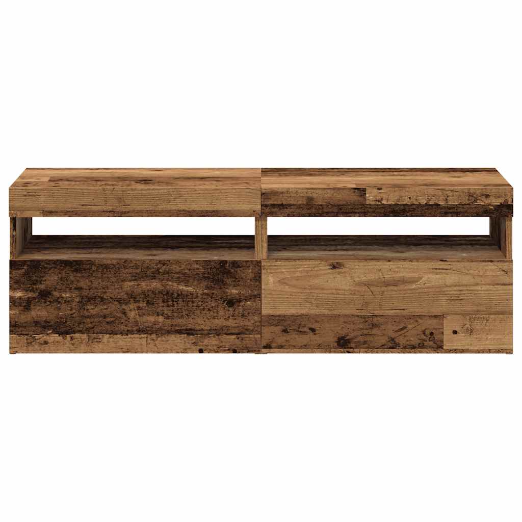 TV Cabinets with LED Lights 2 pcs Old Wood Engineered Wood - Bargainia.com - 