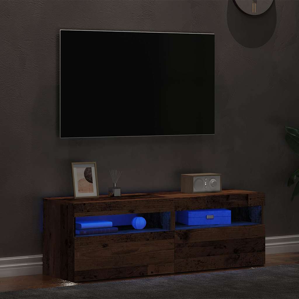 TV Cabinets with LED Lights 2 pcs Old Wood Engineered Wood - Bargainia.com - 