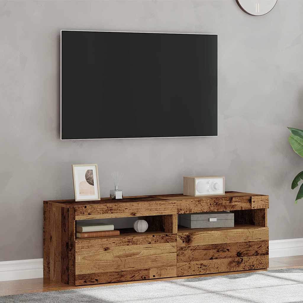 TV Cabinets with LED Lights 2 pcs Old Wood Engineered Wood - Bargainia.com - 