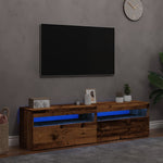 TV Cabinets with LED Lights 2 pcs Old Wood Engineered Wood - Bargainia.com - 