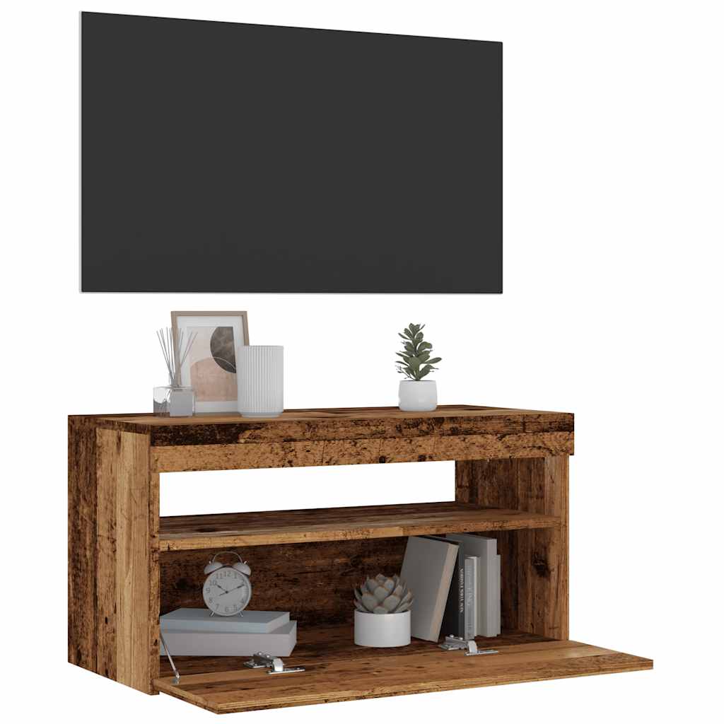 TV Cabinets with LED Lights 2 pcs Old Wood Engineered Wood - Bargainia.com - 