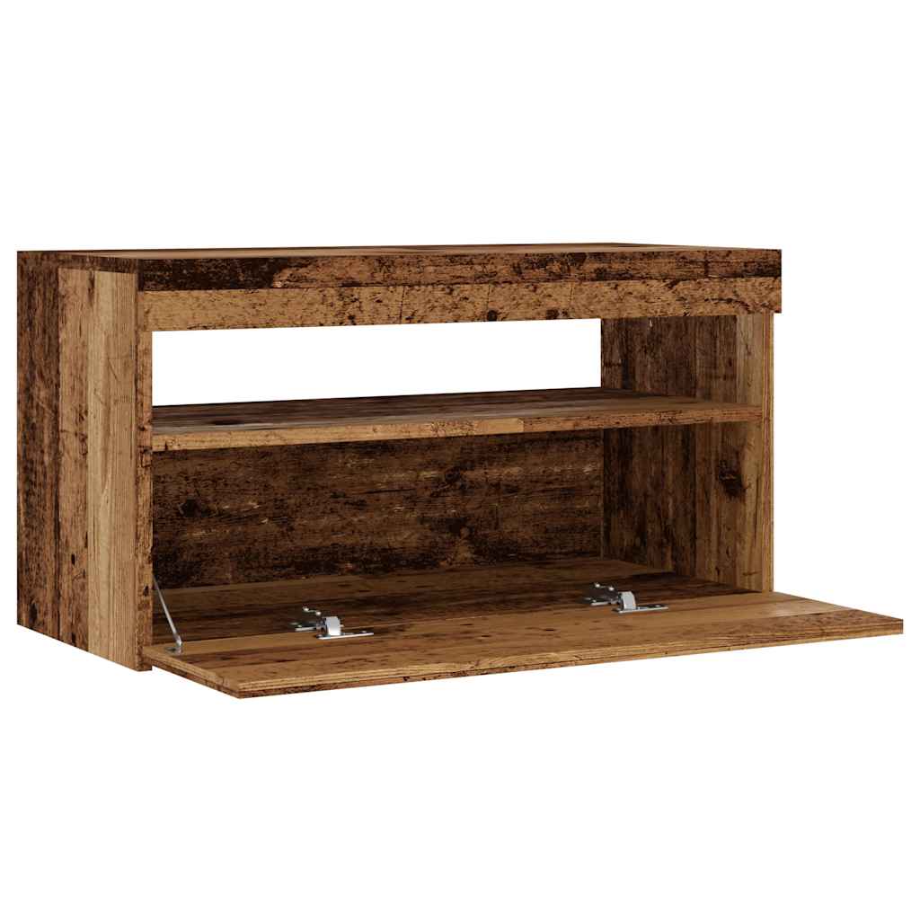 TV Cabinets with LED Lights 2 pcs Old Wood Engineered Wood - Bargainia.com - 