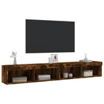 TV Cabinets with LED Lights 2 pcs Smoked Oak 100x30x30 cm - Bargainia.com - 