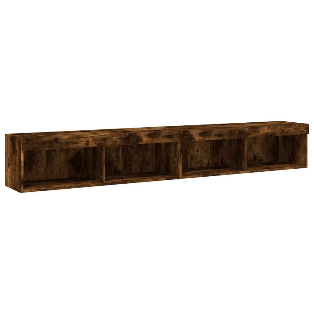 TV Cabinets with LED Lights 2 pcs Smoked Oak 100x30x30 cm - Bargainia.com - 