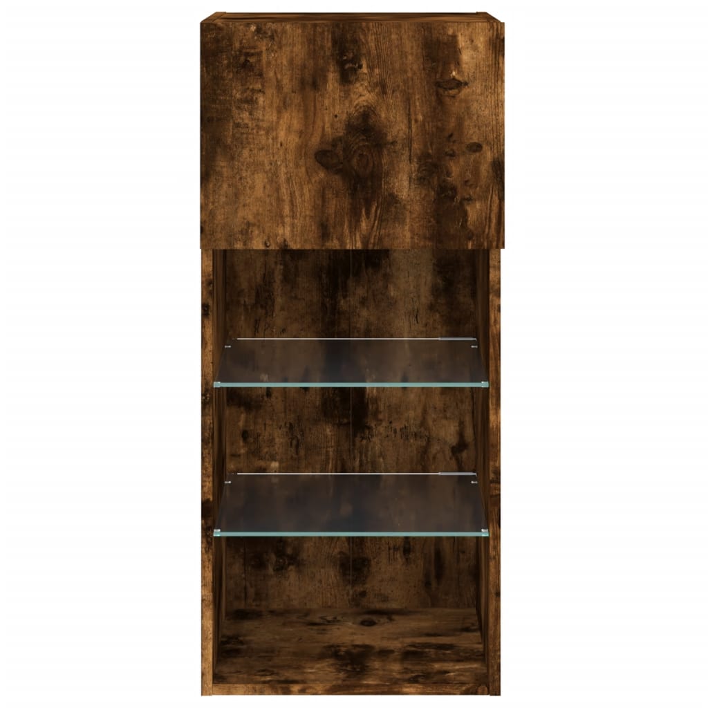 TV Cabinets with LED Lights 2 pcs Smoked Oak 40.5x30x90 cm - Bargainia.com - 