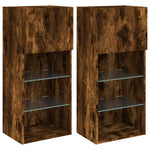 TV Cabinets with LED Lights 2 pcs Smoked Oak 40.5x30x90 cm - Bargainia.com - 