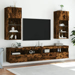 TV Cabinets with LED Lights 2 pcs Smoked Oak 40.5x30x90 cm - Bargainia.com - 