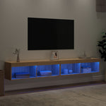 TV Cabinets with LED Lights 2 pcs Sonoma Oak 100x30x30 cm - Bargainia.com - 