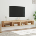 TV Cabinets with LED Lights 2 pcs Sonoma Oak 100x30x30 cm - Bargainia.com - 