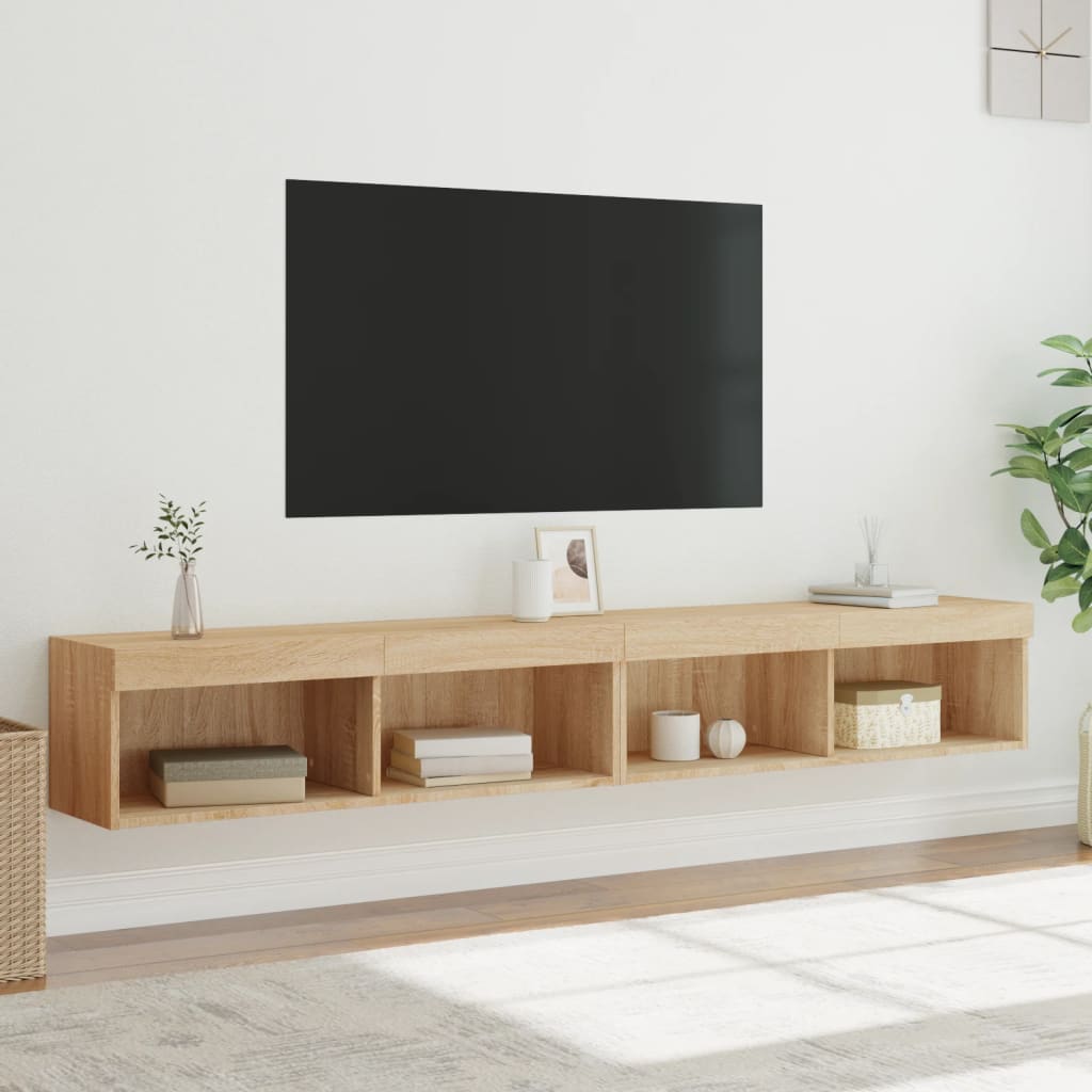TV Cabinets with LED Lights 2 pcs Sonoma Oak 100x30x30 cm - Bargainia.com - 