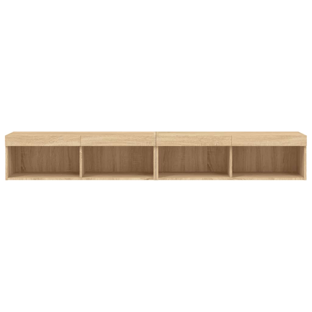 TV Cabinets with LED Lights 2 pcs Sonoma Oak 100x30x30 cm - Bargainia.com - 