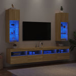 TV Cabinets with LED Lights 2 pcs Sonoma Oak 30.5x30x90 cm - Bargainia.com - 