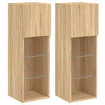 TV Cabinets with LED Lights 2 pcs Sonoma Oak 30.5x30x90 cm - Bargainia.com - 