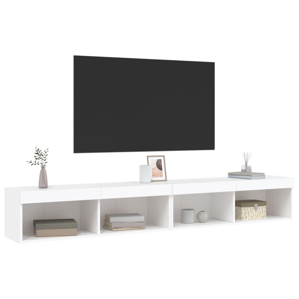 TV Cabinets with LED Lights 2 pcs White 100x30x30 cm - Bargainia.com - 