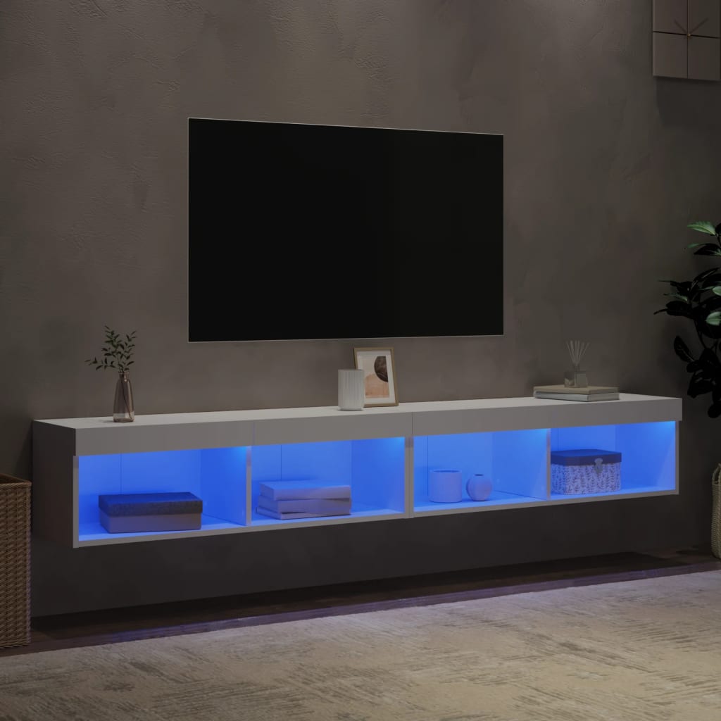 TV Cabinets with LED Lights 2 pcs White 100x30x30 cm - Bargainia.com - 