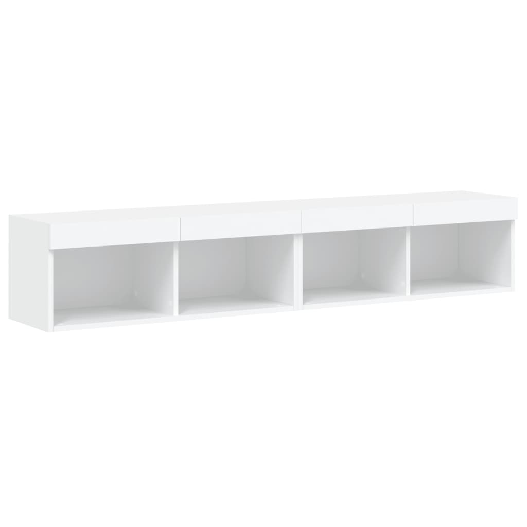 TV Cabinets with LED Lights 2 pcs White 80x30x30 cm - Bargainia.com - 