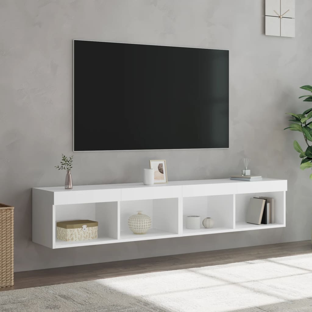 TV Cabinets with LED Lights 2 pcs White 80x30x30 cm - Bargainia.com - 