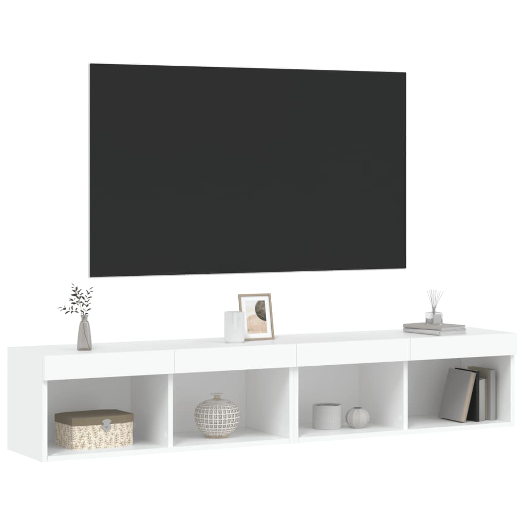 TV Cabinets with LED Lights 2 pcs White 80x30x30 cm - Bargainia.com - 