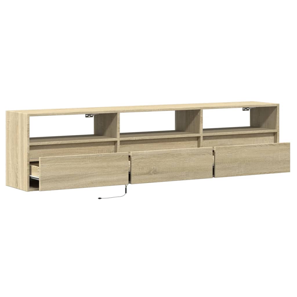 TV Wall Cabinet with LED Sonoma Oak 180x31x45 cm - Bargainia.com - 