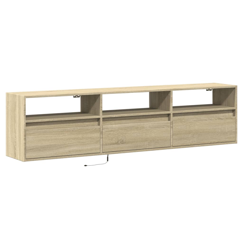 TV Wall Cabinet with LED Sonoma Oak 180x31x45 cm - Bargainia.com - 