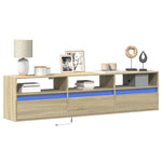 TV Wall Cabinet with LED Sonoma Oak 180x31x45 cm - Bargainia.com - 