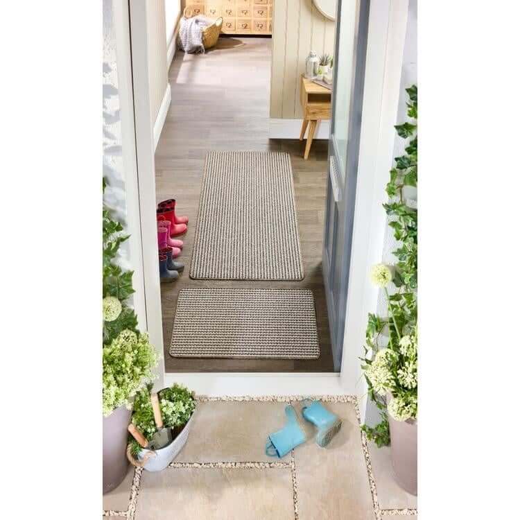 Twist Stripe Washable Mat and Runner Beige - Bargainia.com - 5026134632691 - MMSTAI_TWSTNA_050X075