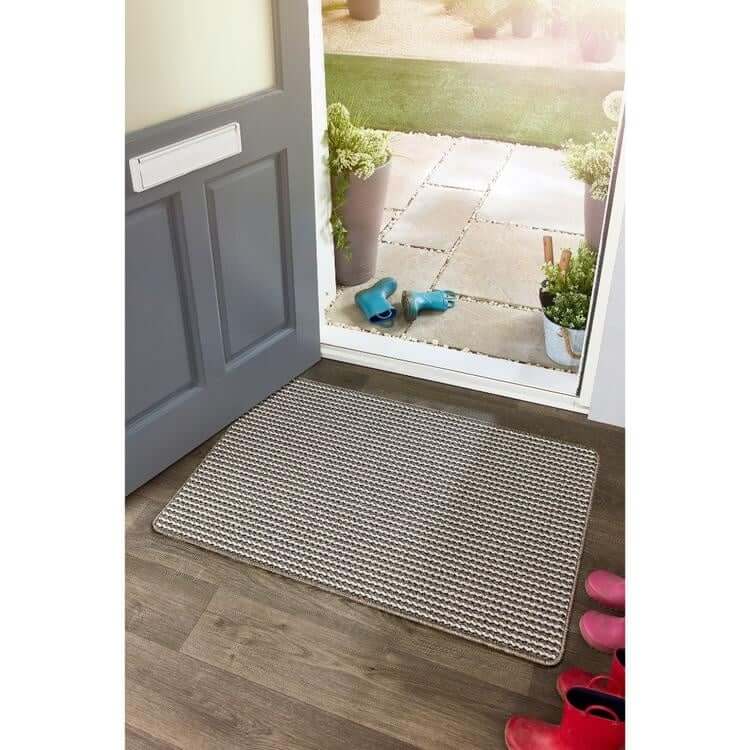 Twist Stripe Washable Mat and Runner Beige - Bargainia.com - 