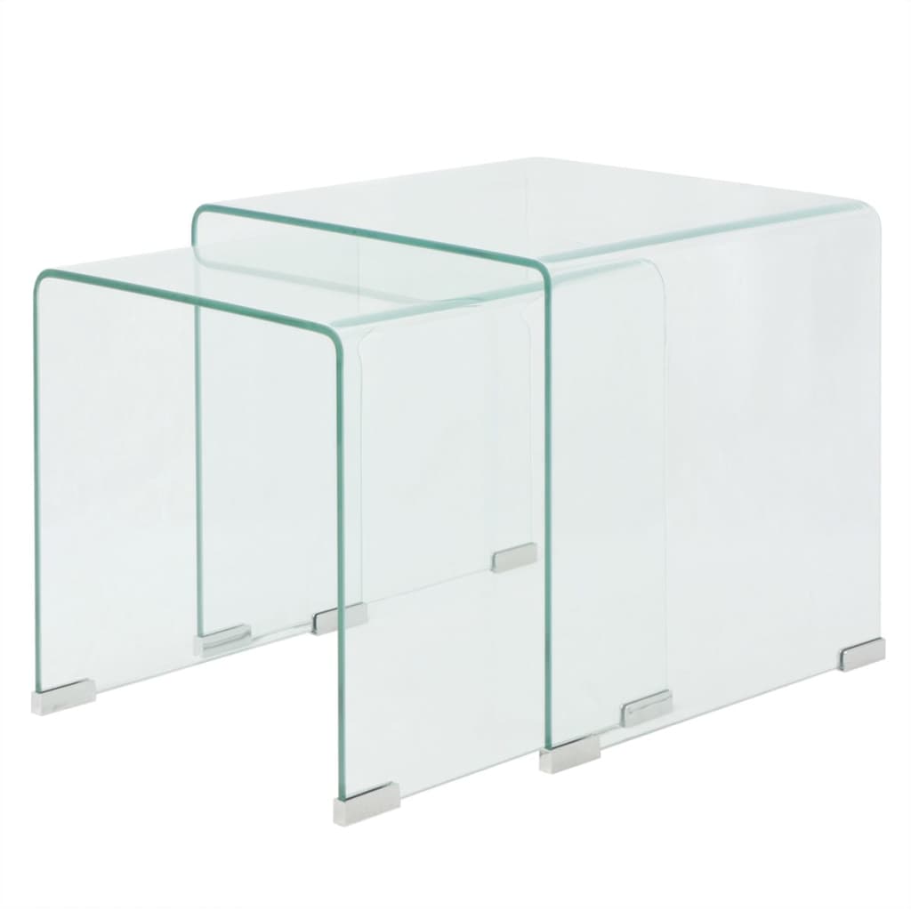 Two Piece Nesting Table Set Tempered Glass Clear - Bargainia.com - 8718475530602 - 244191
