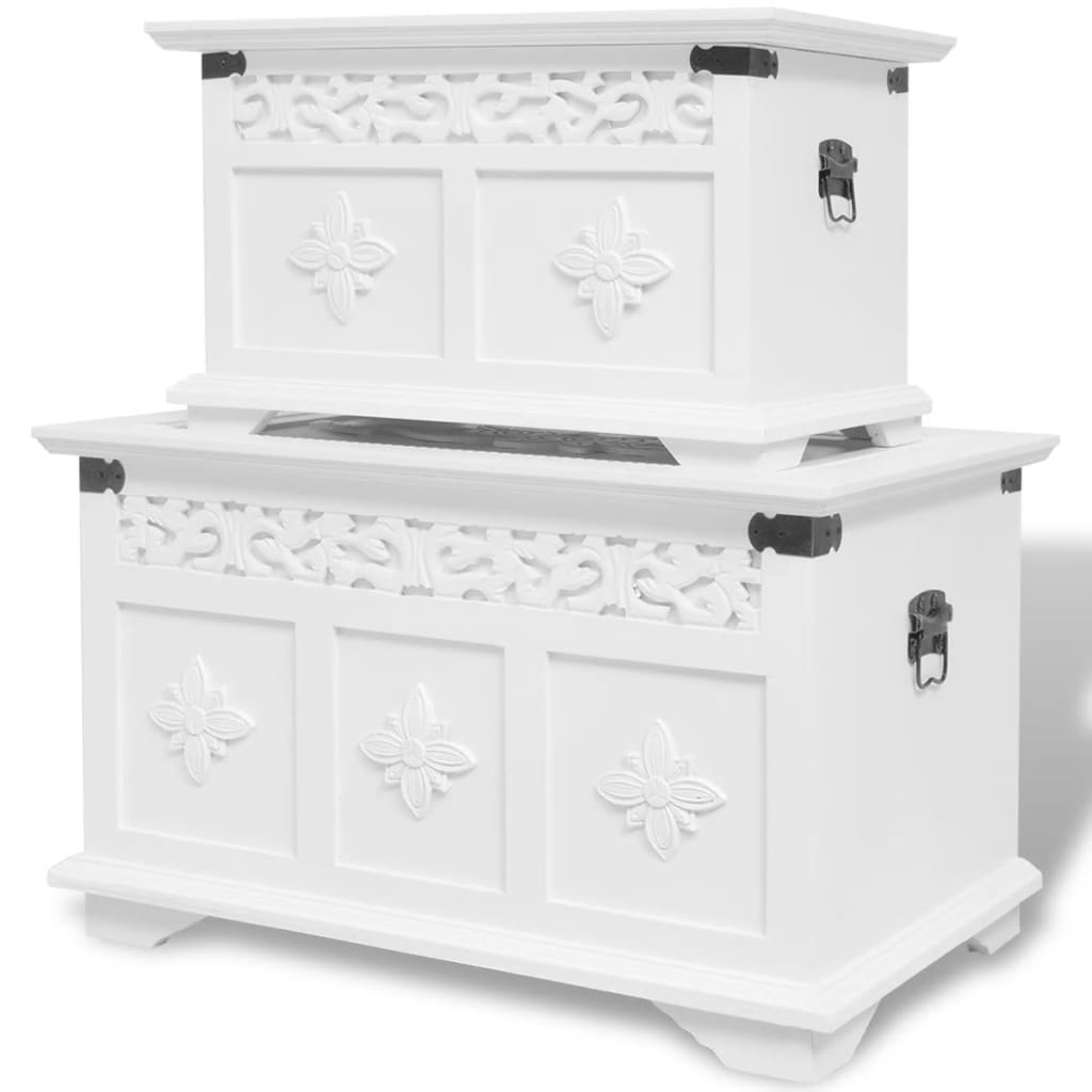 Two Piece Storage Chest Set White - Bargainia.com - 