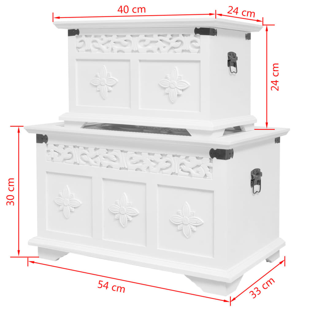 Two Piece Storage Chest Set White - Bargainia.com - 