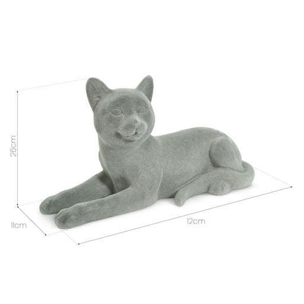 Cat Figurine - Grey Velvet - Lying-5010792476582-Bargainia.com