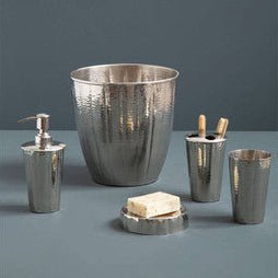 Vaco Hammered Bathroom Nickel Finish Waste Bin - Bargainia.com - 5018705407265
