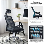 Valencia Adjustable Black Mesh Fixed Arms Ergonomic Office Chair - Bargainia.com - 5056536118851