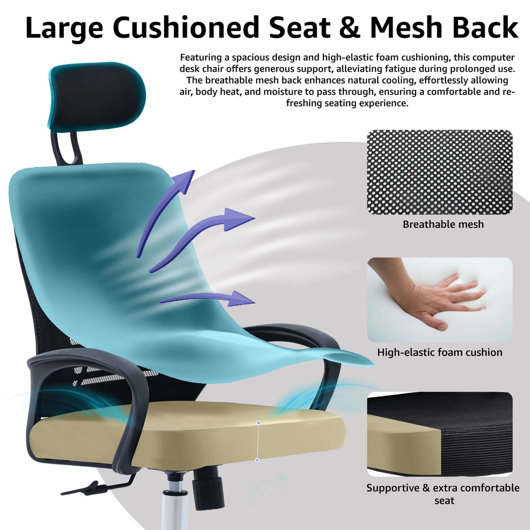 Valencia Adjustable Black Mesh Fixed Arms Ergonomic Office Chair - Bargainia.com - 5056536118851