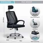 Valencia Adjustable Black Mesh Fixed Arms Ergonomic Office Chair - Bargainia.com - 5056536118851