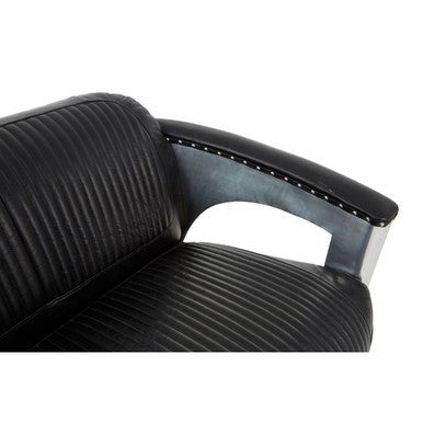 Victor 2 Seat Black Leather Sofa - Bargainia.com - 