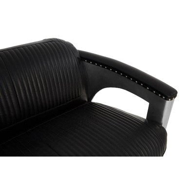 Victor 3 Seat Black Leather Sofa - Bargainia.com - 