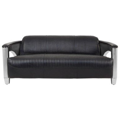 Victor 3 Seat Black Leather Sofa - Bargainia.com - 