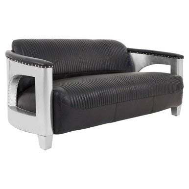 Victor 3 Seat Black Leather Sofa - Bargainia.com - 