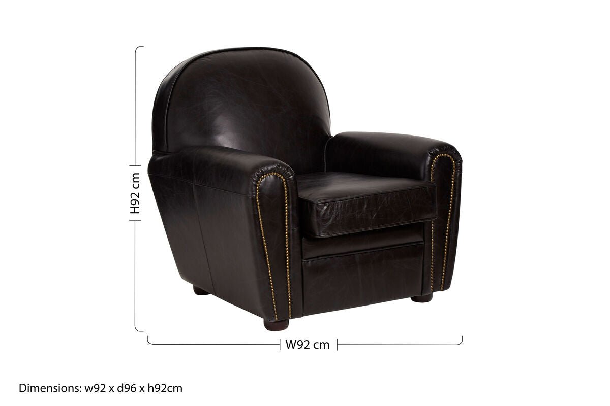 Victor Black Leather Classic Armchair - Bargainia.com - 5018705448909