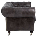 Victor Dark Grey Brown Leather Chesterfield 2 Seat Sofa - Bargainia.com - 