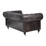 Victor Dark Grey Brown Leather Chesterfield 2 Seat Sofa - Bargainia.com - 