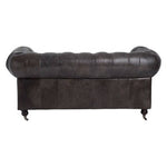 Victor Dark Grey Brown Leather Chesterfield 2 Seat Sofa - Bargainia.com - 