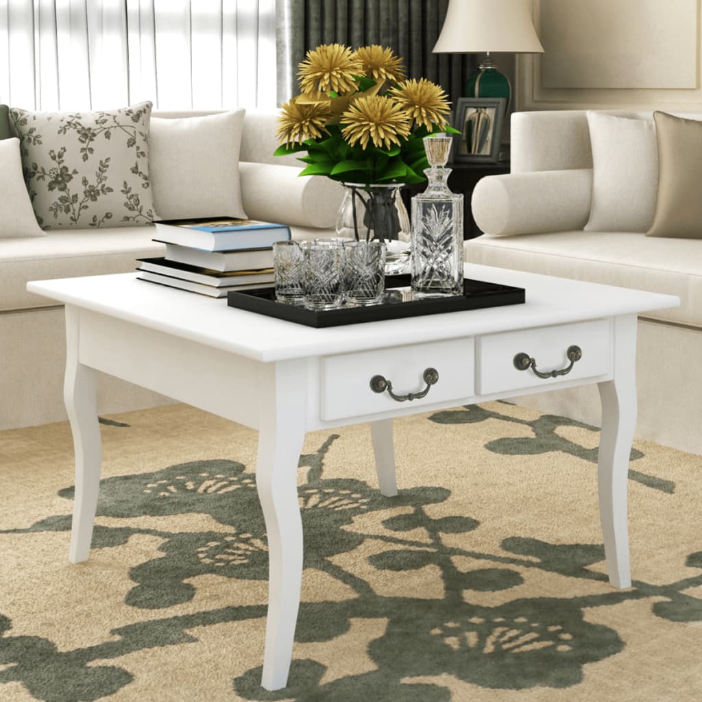 vidaXL Coffee Table with 4 Drawers White - Bargainia.com - 8718475956129 - 242436