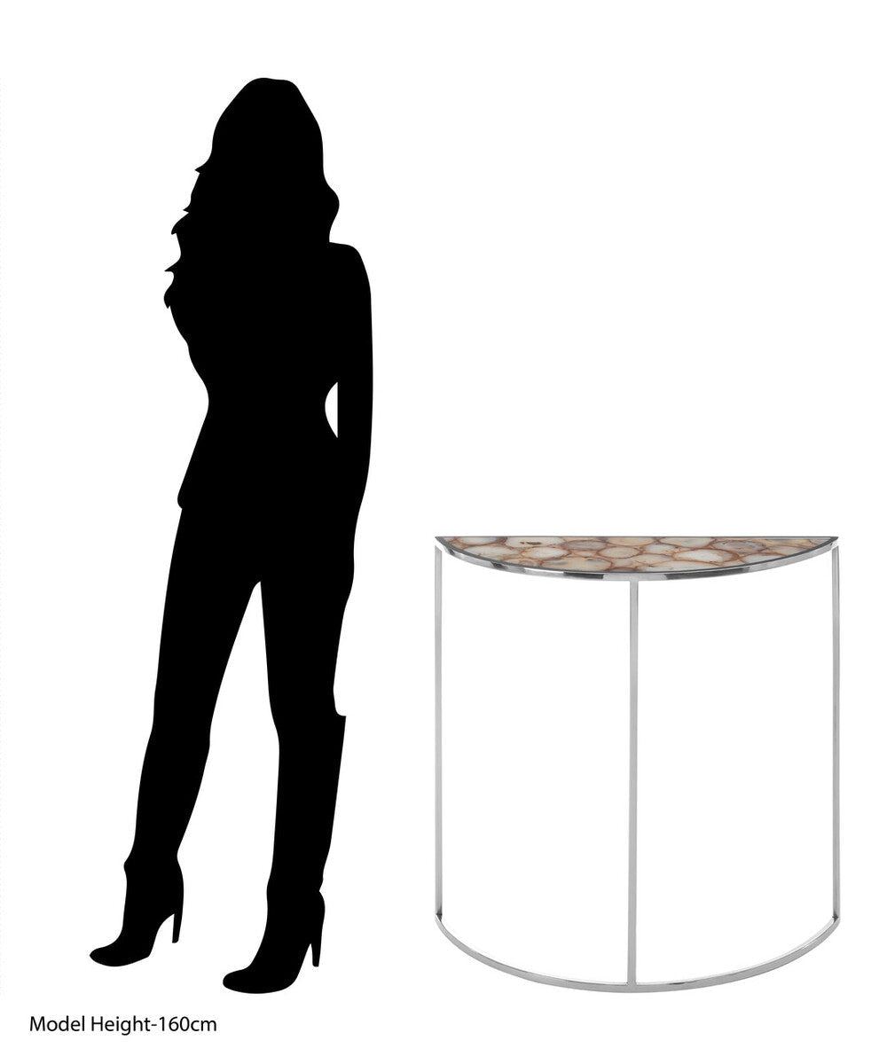 Vita Half Moon Console Table With White Agate Top - Bargainia.com - 5018705406732