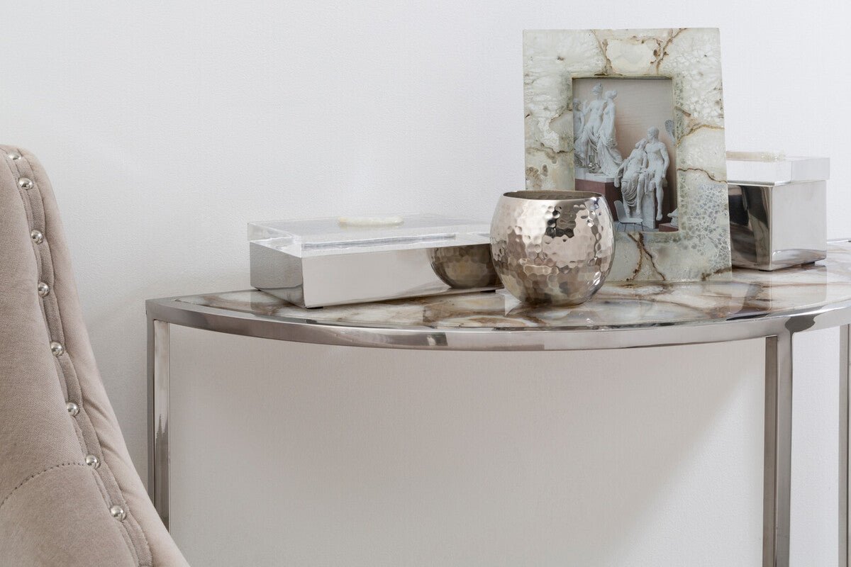 Vita Half Moon Console Table With White Agate Top - Bargainia.com - 5018705406732