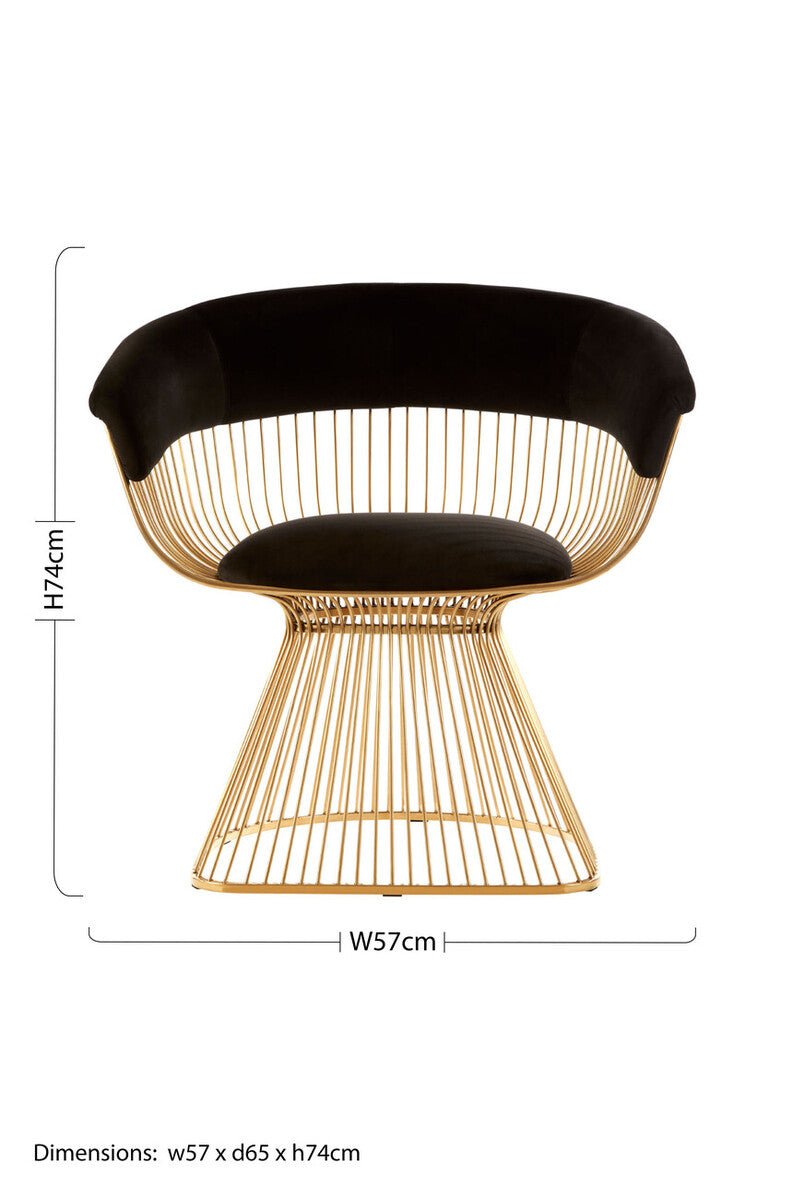 Vogue Black Velvet And Gold Finish Chair - Bargainia.com - 5018705405933