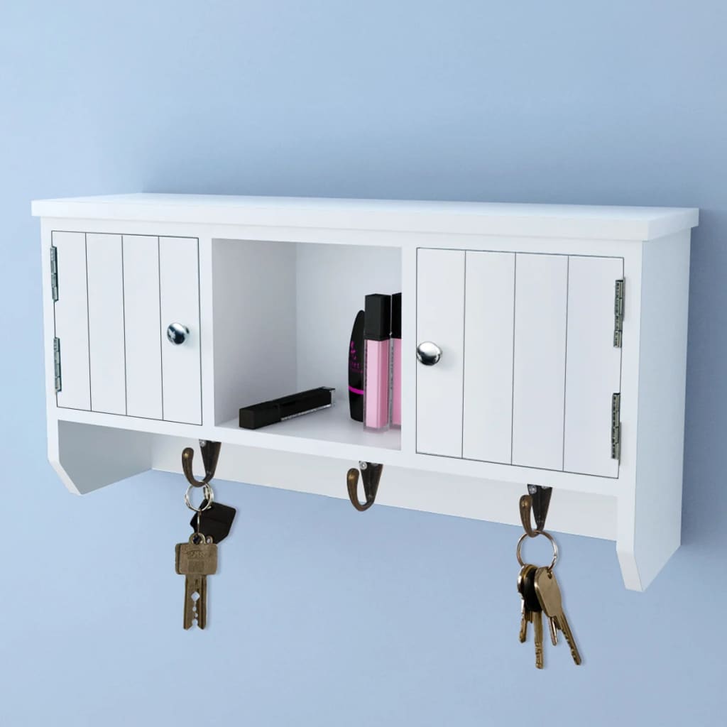 Wall Cabinet for Keys and Jewelery with Doors and Hooks - Bargainia.com - 