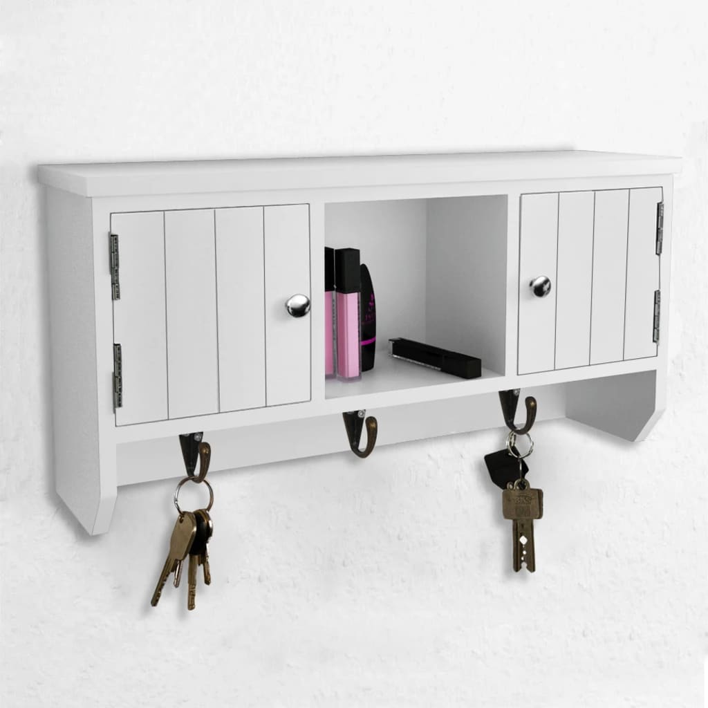 Wall Cabinet for Keys and Jewelery with Doors and Hooks - Bargainia.com - 